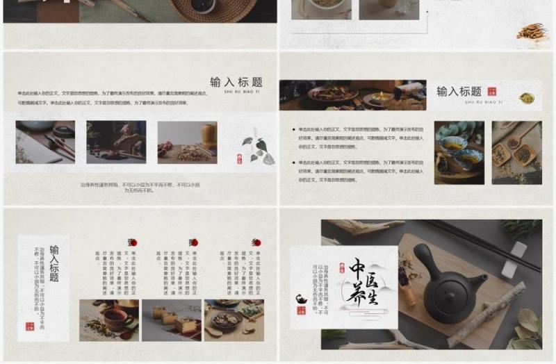 古典中国画册风中医养生PPT通用模板
