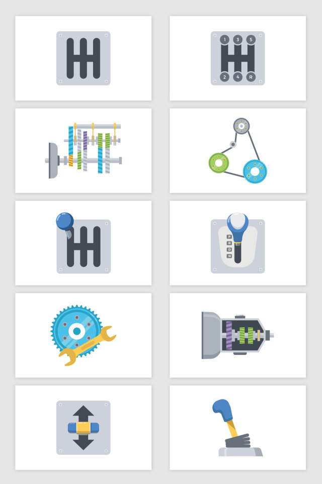 矢量扁平汽车配件素材