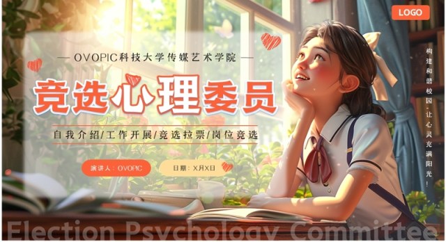 绿色插画风竞选心理委员PPT模板 绿色插画风竞选心理委员PPT模板