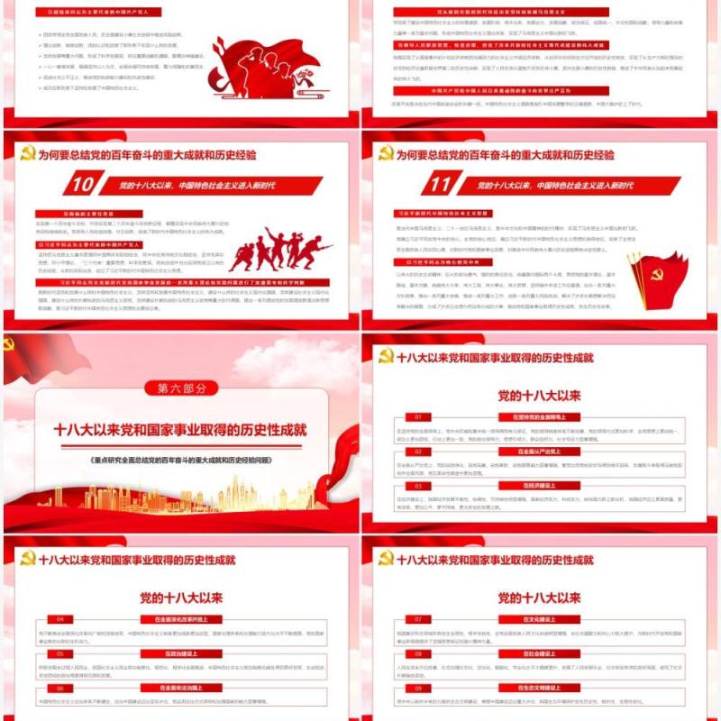 全面学习解读十九届六中全会PPT动态模板