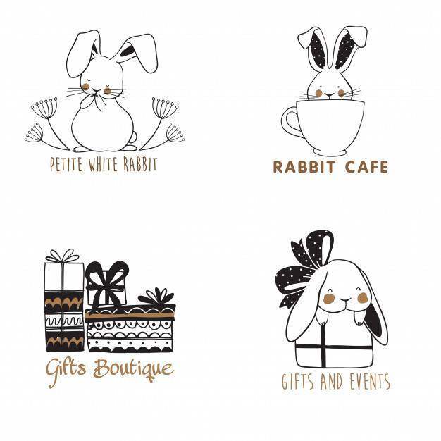 套手拉的商标模板用逗人喜爱的兔子