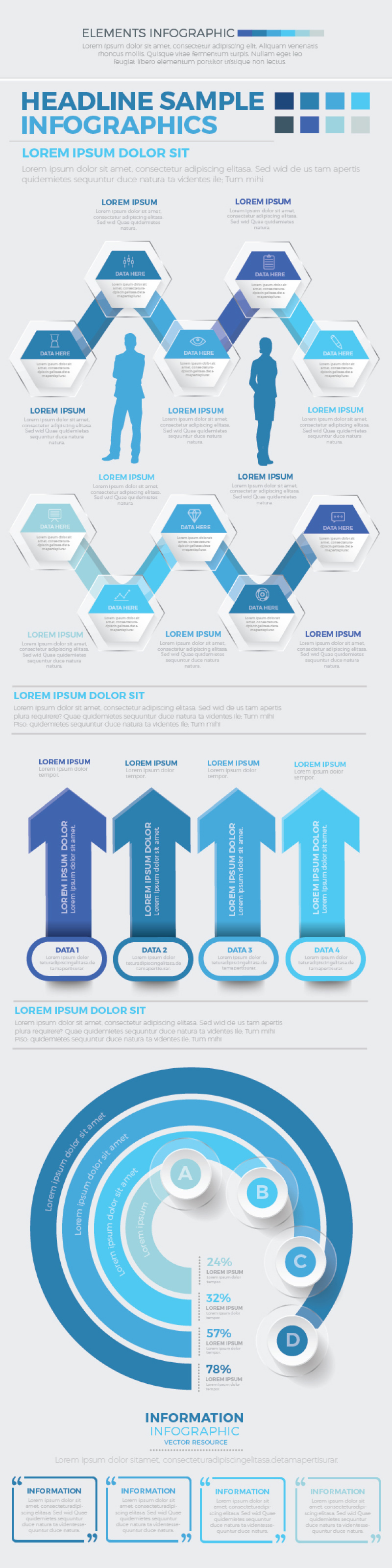 蓝色商业信息图形设计 Blue Business Infographics Design
