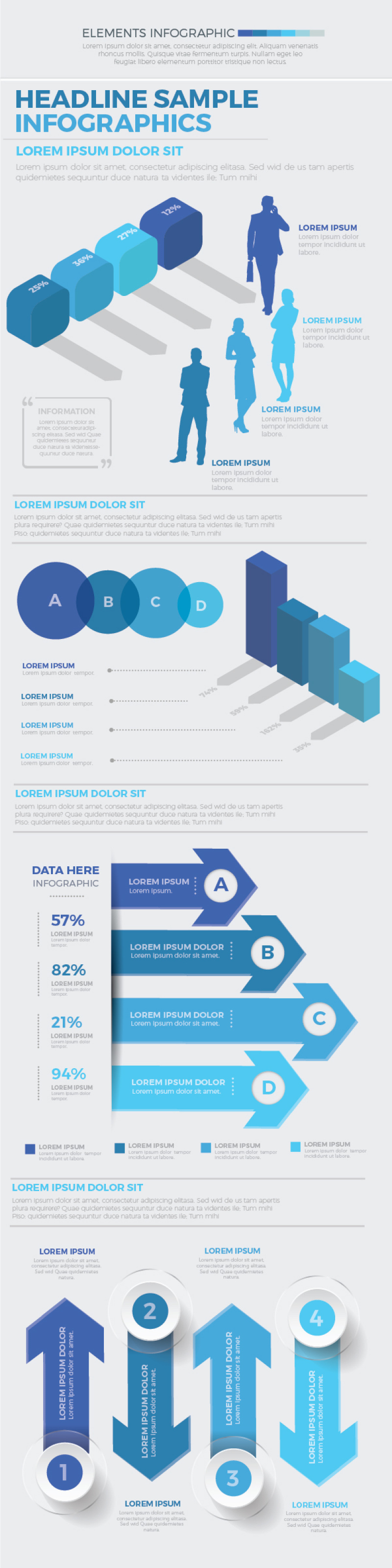 蓝色商业信息图形设计 Blue Business Infographics Design