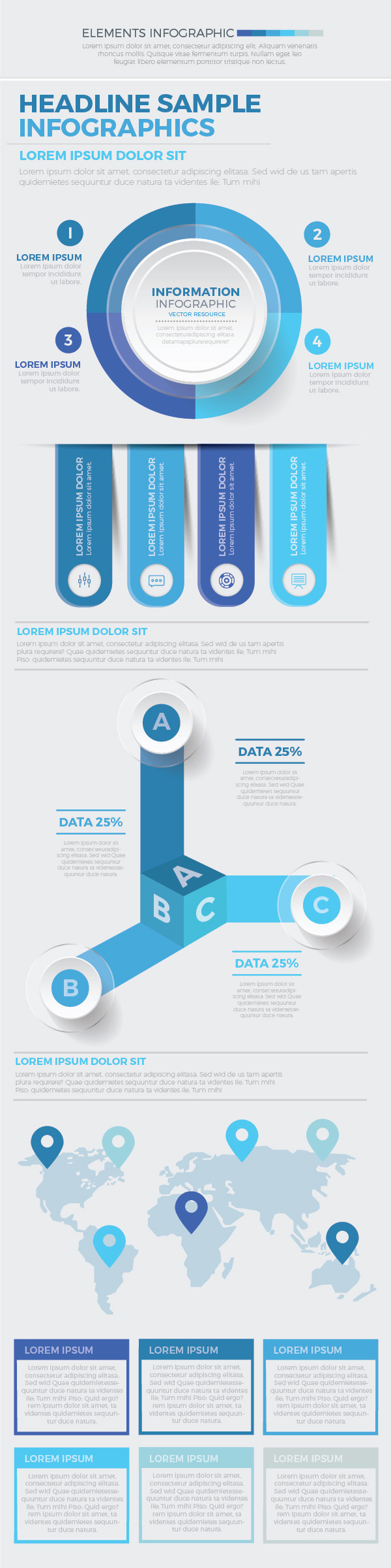 蓝色商业信息图形设计 Blue Business Infographics Design