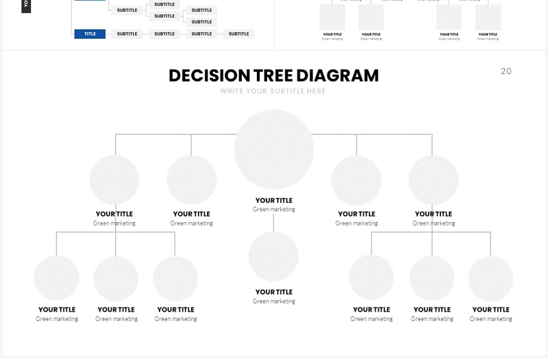 蓝绿简洁决策树思维导图PPT素材模板Decision Tree Slides Template