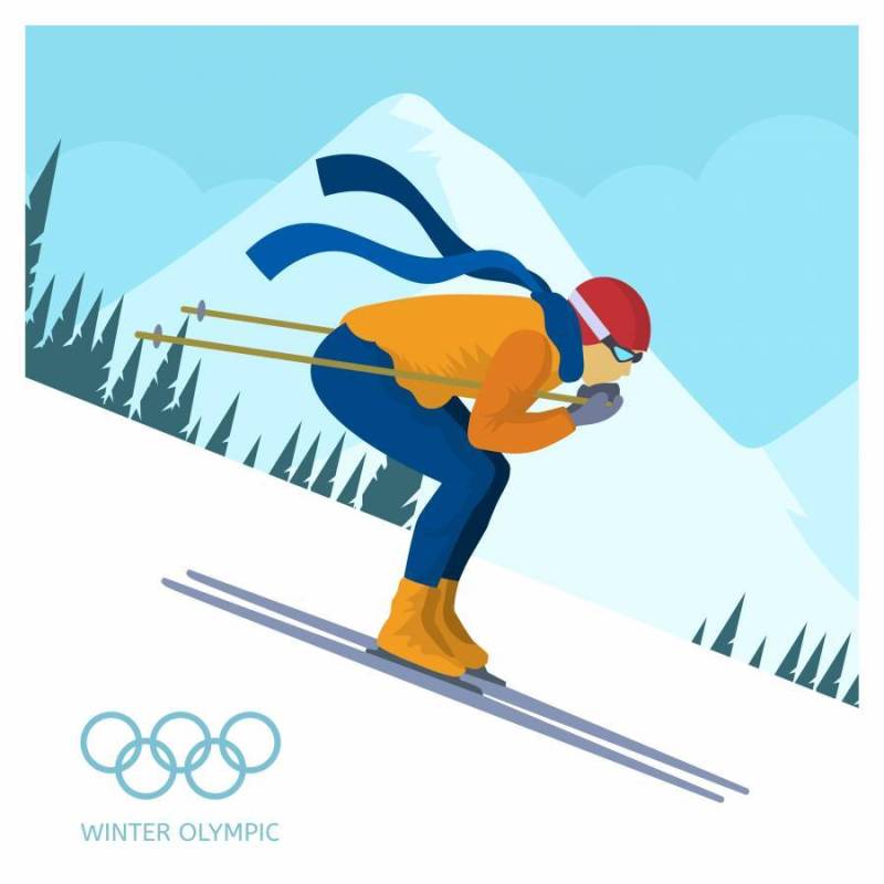 平滑雪跳跃冬季奥运韩国矢量图