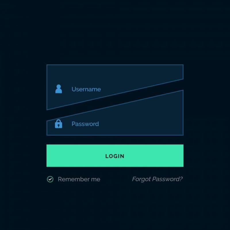 黑暗的登录模板ui设计矢量