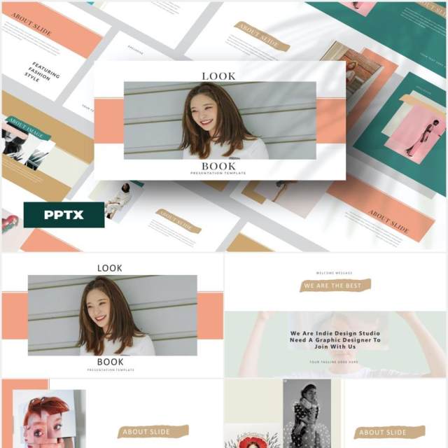 作品图片展示产品介绍PPT模板Lookbook Powerpoint Template