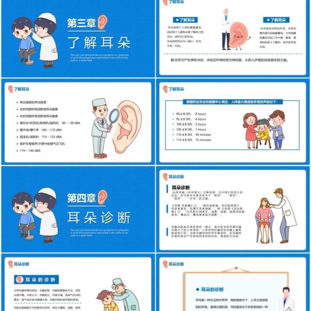 蓝色卡通风全国爱耳日宣传教育培训PPT模板