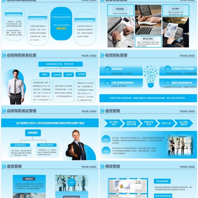 蓝色渐变商务风应收账款管理PPT模板