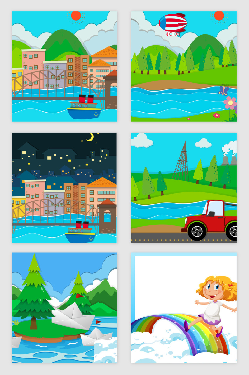 春游野外矢量素材