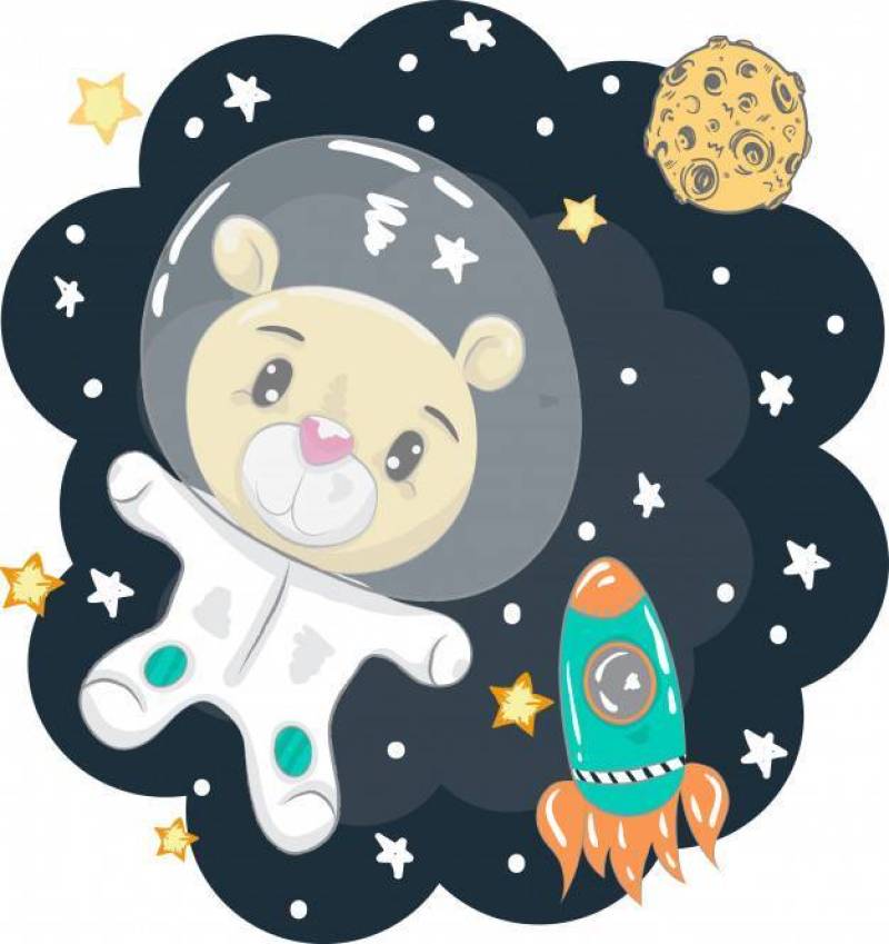 可爱的小熊在太空中飞翔