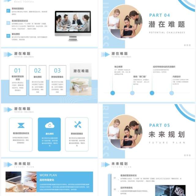 蓝色商务风公司管理方案汇报PPT通用模版