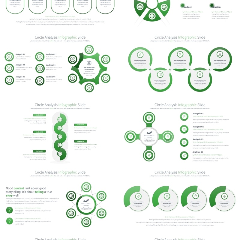 圆形信息图分析PPT模板Circle Analysis - Color 02 (Green)