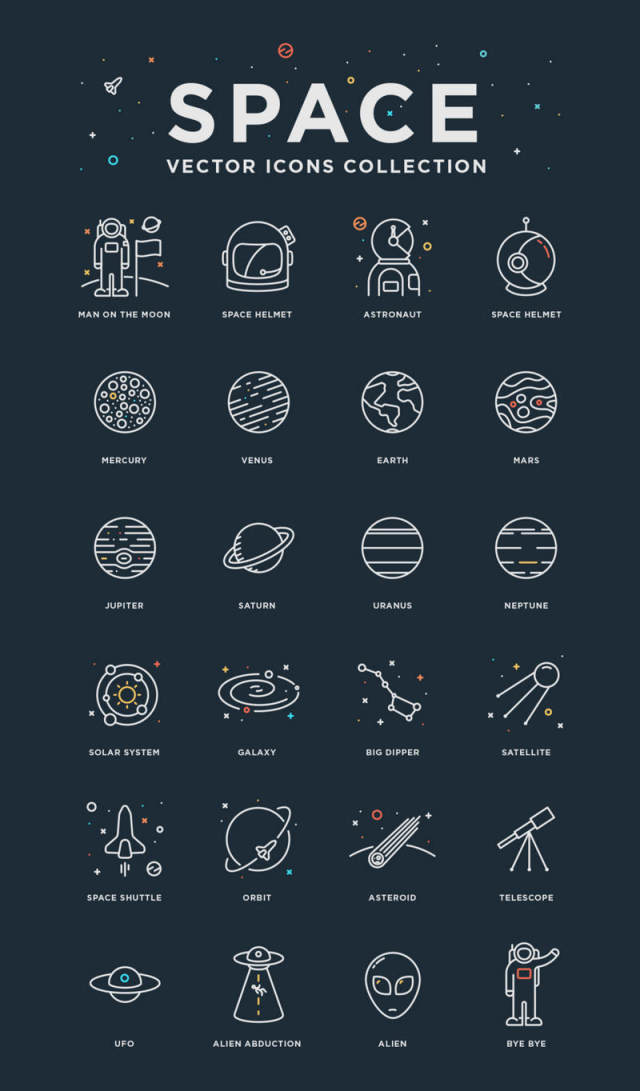 space_by_kosmofish 宇宙个性线性图标icons