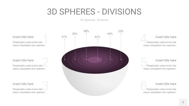 深紫色3D球体切割PPT信息图3