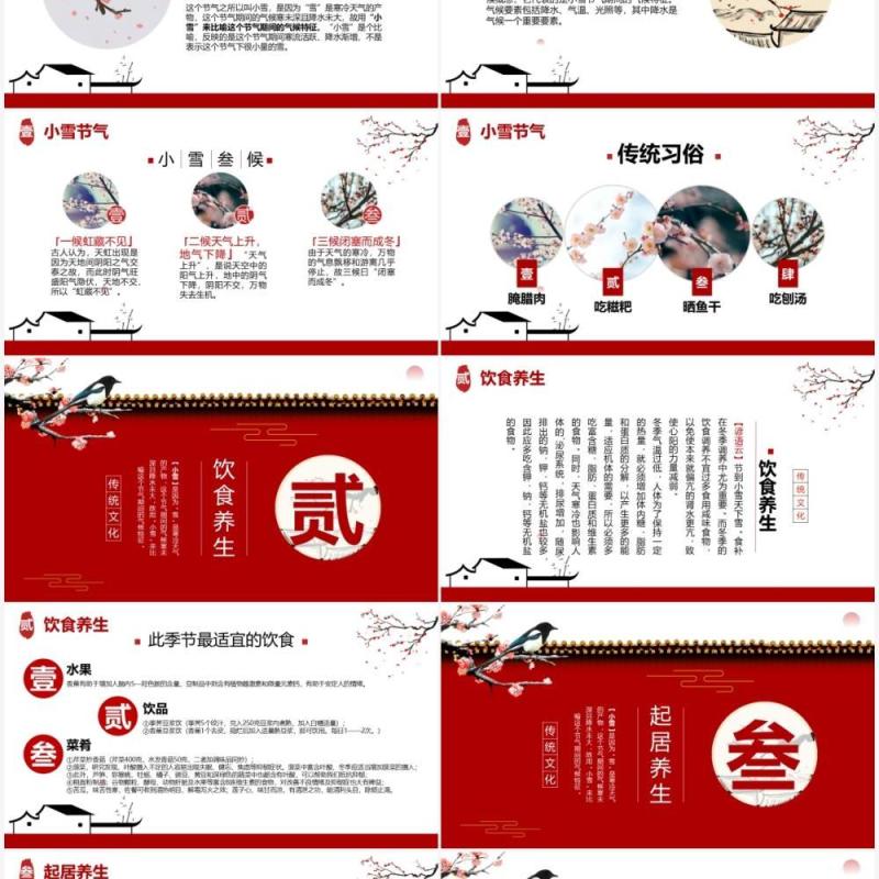 红色中国风传统二十四节气之小雪PPT课件