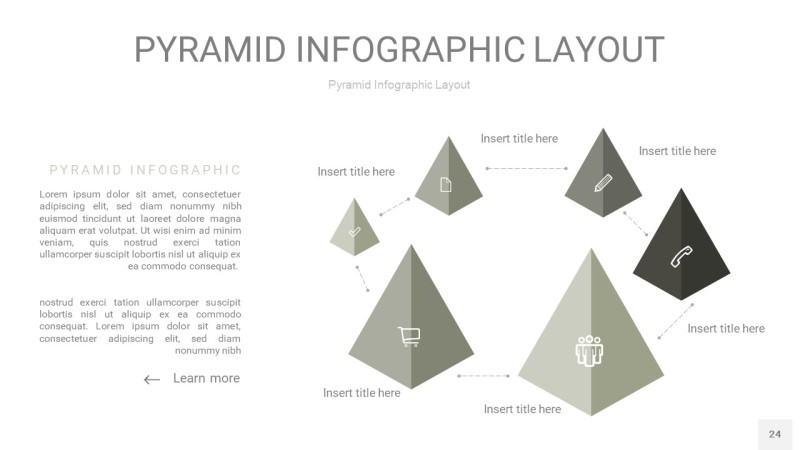 灰色3D金字塔PPT信息图表24