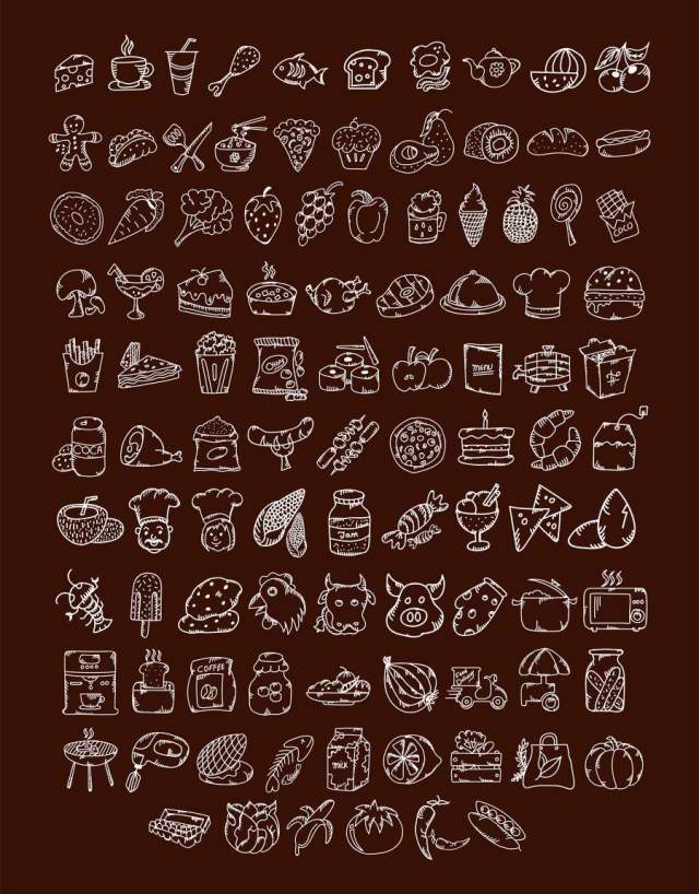100 枚手绘食物图标