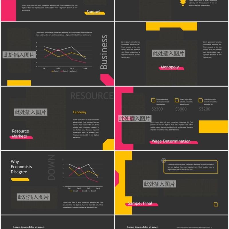 深色经济学图文排版设计PPT模板ECONOMIX - Economics Powerpoint Template