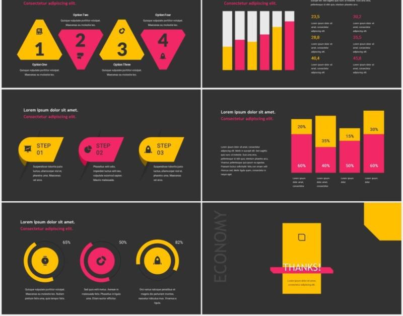 深色经济学图文排版设计PPT模板ECONOMIX - Economics Powerpoint Template