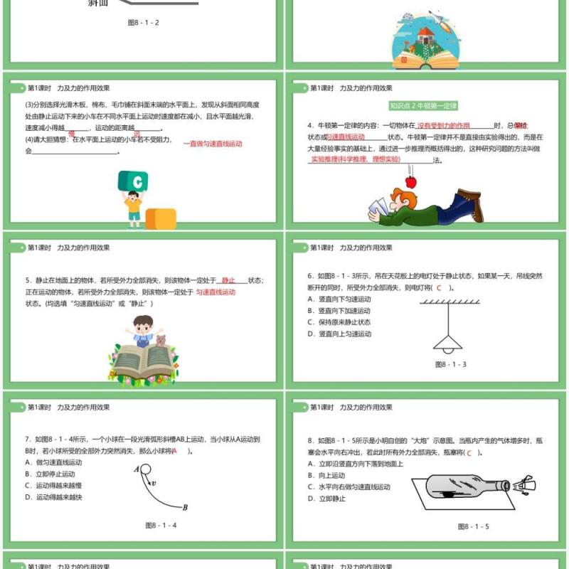 部编版初中八年级下册物理牛顿第一定律教案PPT模板