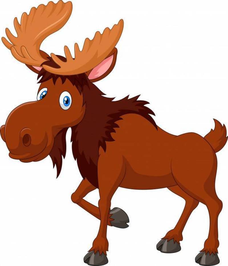 Cartoon moose mascot with smiley face