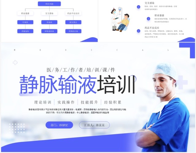 蓝色简约风静脉输液培训PPT模板 蓝色简约风静脉输液培训PPT模板