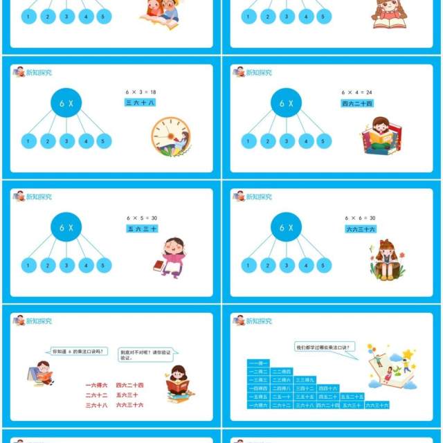 部编版二年级数学上册表内乘法6的乘法口诀课件PPT模板