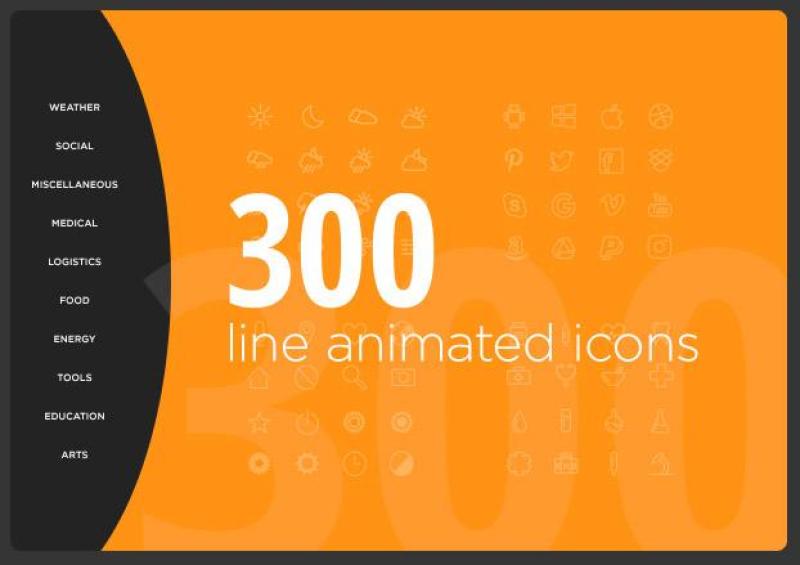 动画小图标素材300 Line Animated Icons