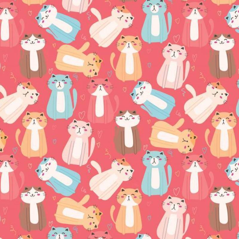 Cute Cat Pattern Background.