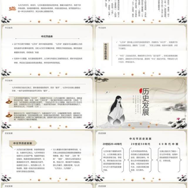 水墨中国风中元祭祖节日介绍PPT模板 水墨中国风中元祭祖节日介绍PPT模板