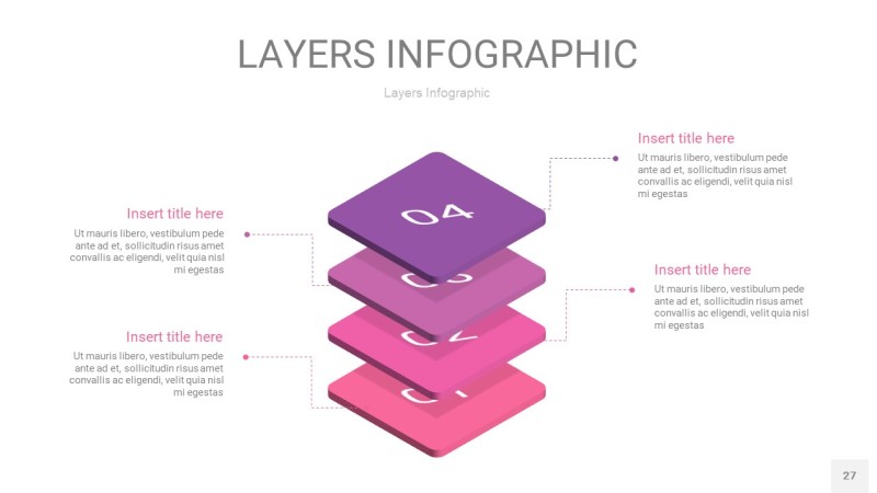 粉紫色3D分层PPT信息图27
