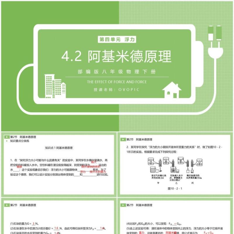 部编版八年级物理下册阿基米德原理课件PPT模板