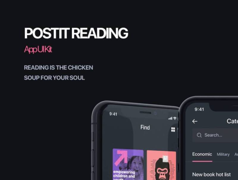 在Sketch。中设计的iOS电子书阅读应用UI工具包，PostIt iOS UI工具包