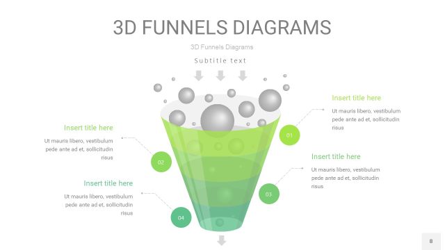 草绿色3D漏斗PPT信息图表8