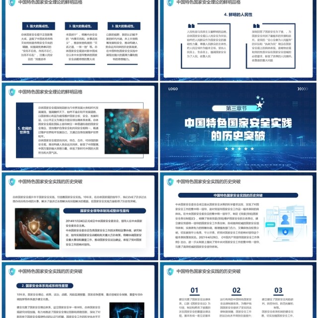 蓝色在总体国家安全观创新引领下PPT模板