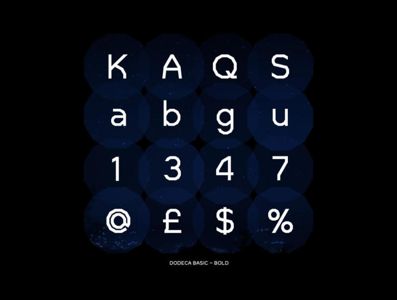 几何12角字体，Dodeca Basic