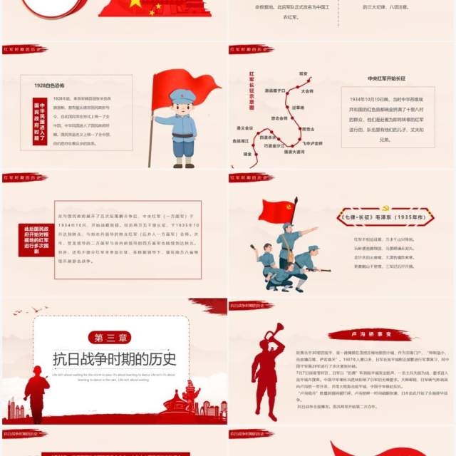 红色党政风中国人民解放军简史动态PPT模板