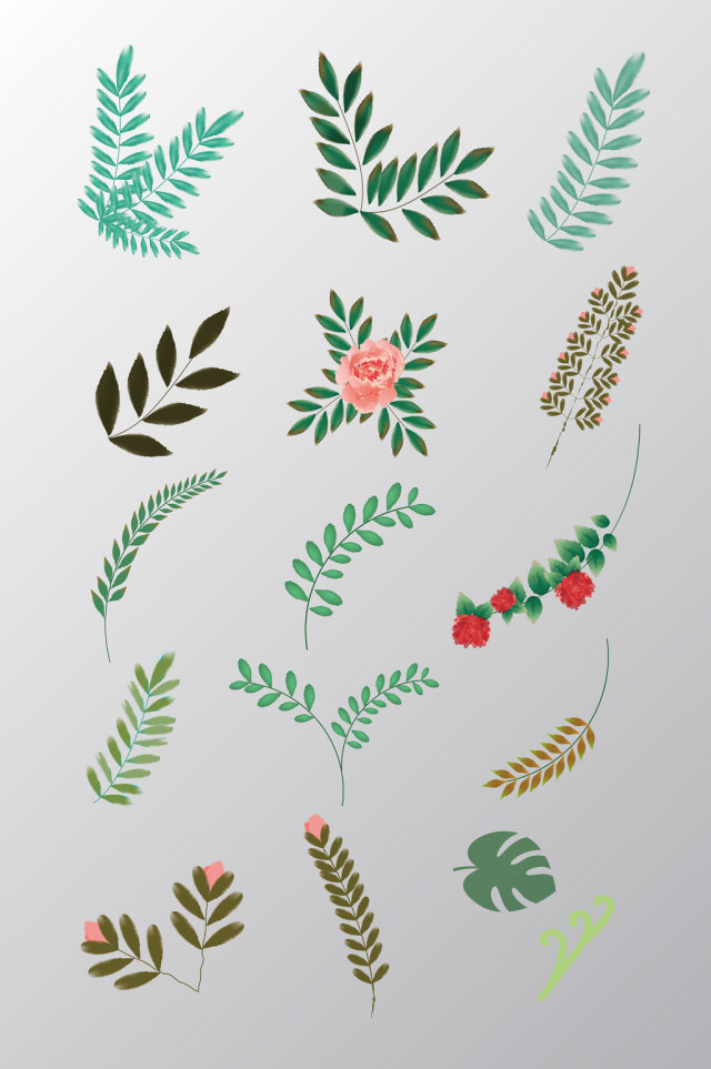 花卉花树叶矢量素材 花卉花树叶矢量素材