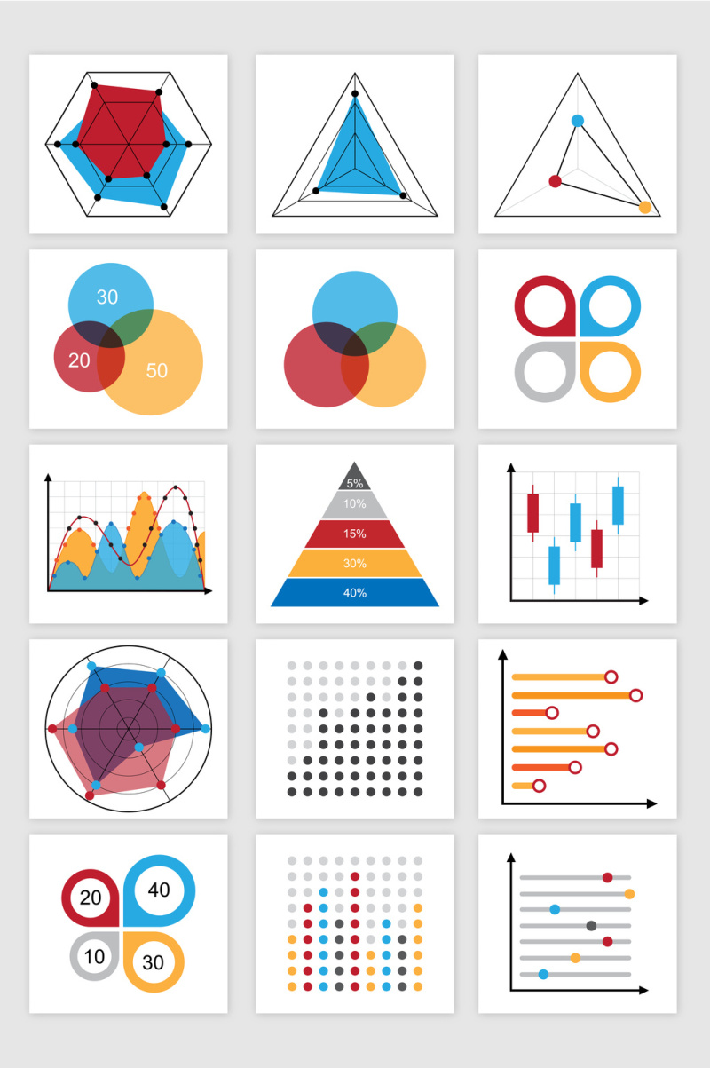 15款矢量PPT统计图表2