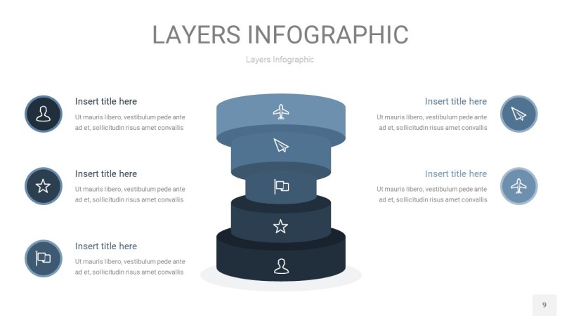 深天蓝色3D分层PPT信息图9