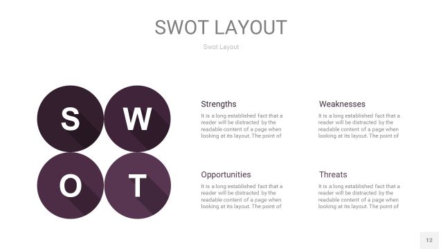 深紫色SWOT图表PPT12