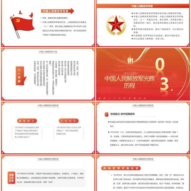 橙红渐变简约风铁血军魂扬我军威PPT模板