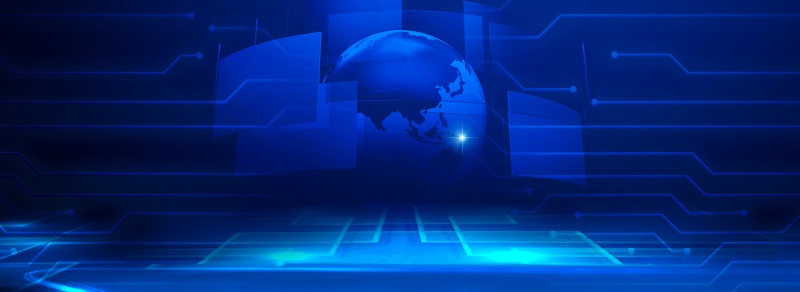 蓝色科技企业舞台会议互联网高端论坛背景PSD展板素材横版44