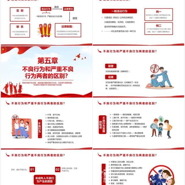红色党政风预防未成年人犯罪法制教育培训PPT模板 红色党政风预防未成年人犯罪法制教育培训PPT模板