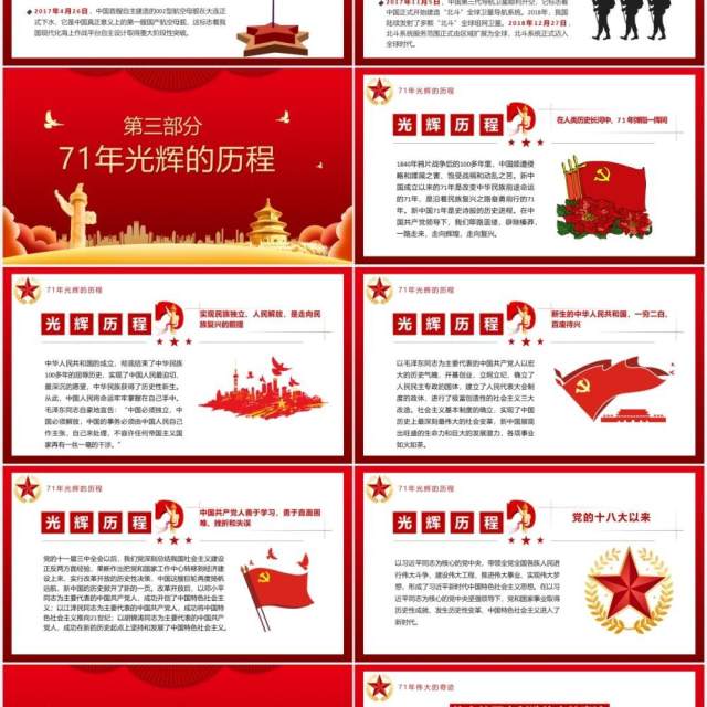 红色党政风盛世华诞国庆壮丽71载新时代周年庆党建党课PPT模板 红色党政风盛世华诞国庆壮丽71载新时代周年庆党建党课PPT模板