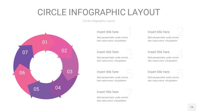 粉紫色圆形PPT信息图16
