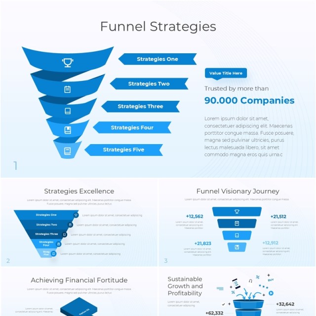 蓝色漏斗图信息图表PPT模板Funnel Diagram V3 Presentation Template