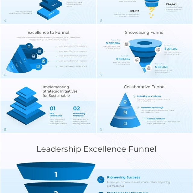 蓝色漏斗图信息图表PPT模板Funnel Diagram V3 Presentation Template